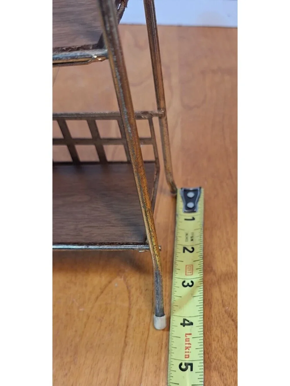 Mid Century 2 Tier Footed Spice Rack Organizer Goldtone Metal 9.5